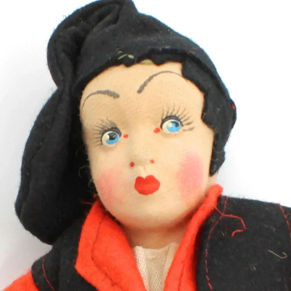 Vintage Sardinian Italian Cloth Dolls Felt Faces Folk Art Traditional Costumes